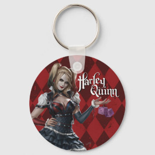 Harley Quinn With Fuzzy Dice Key Ring