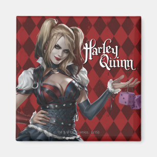 Harley Quinn With Fuzzy Dice Magnet