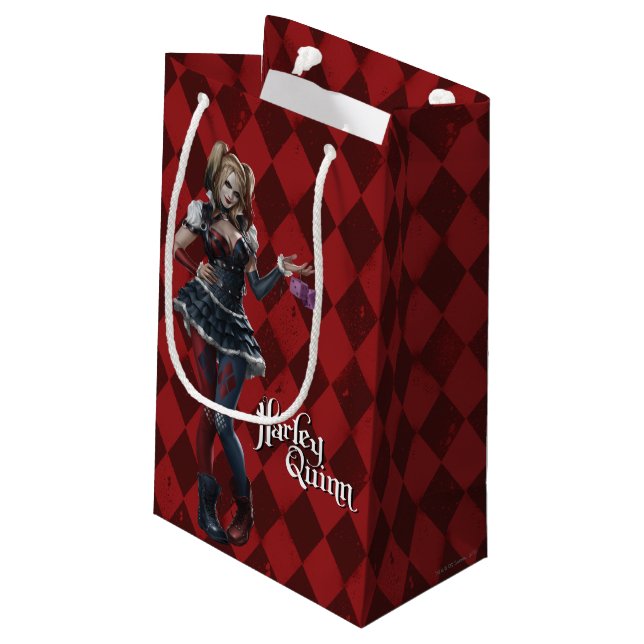 Harley Quinn With Fuzzy Dice Small Gift Bag (Back Angled)