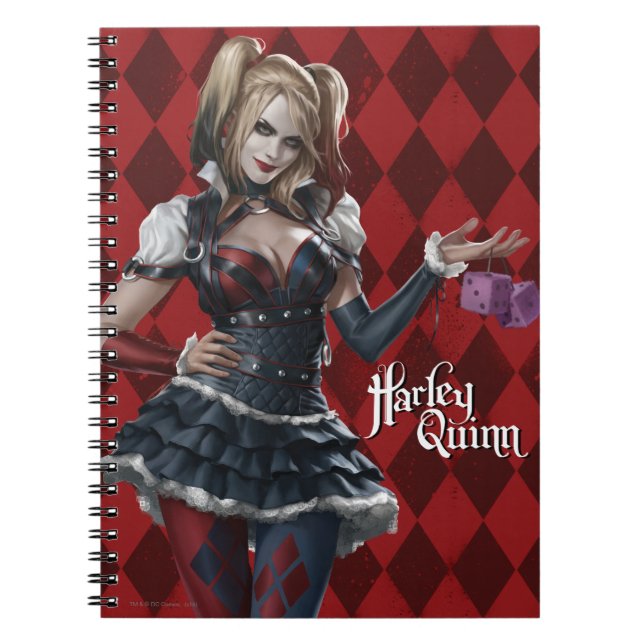 Harley Quinn With Fuzzy Dice Spiral Notebook (Front)
