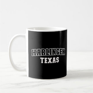 Harlingen Texas Black White Athletic Lettering Coffee Mug