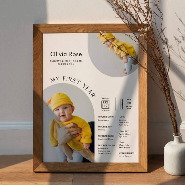 HARLOW 1st Birthday Milestone Infographic 18x24 Poster (Creator Uploaded)