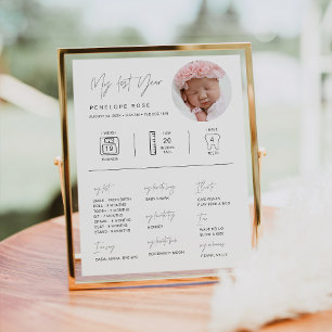 HARLOW 1st Birthday Milestones Infographic 8x10 Poster