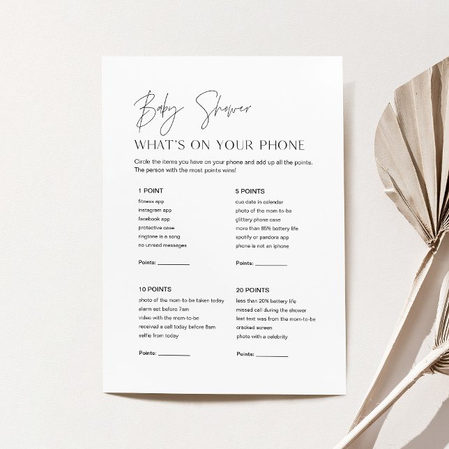 HARLOW Baby Shower What's On Your Phone Game Card (Creator Uploaded)