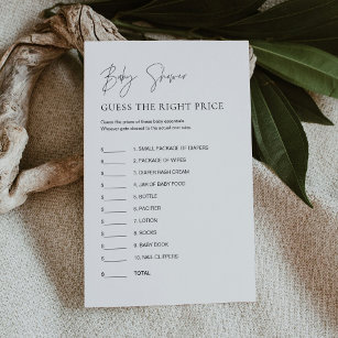 HARLOW Guess the Price Baby Shower Game card