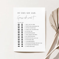 HARLOW He Said, She Said Bridal Shower Game Card