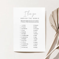 HARLOW I Love You Around World Bridal Game Card