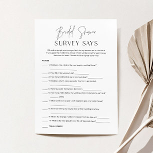 HARLOW Minimal Bridal Shower Survey Says Game Card