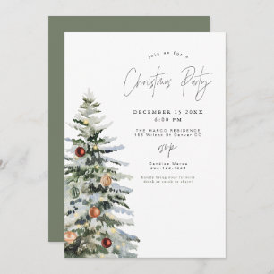 HARLOW Minimal Rustic Christmas Tree Holiday Party Invitation