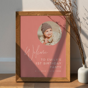 HARLOW Minimalist Birthday Photo Welcome Sign