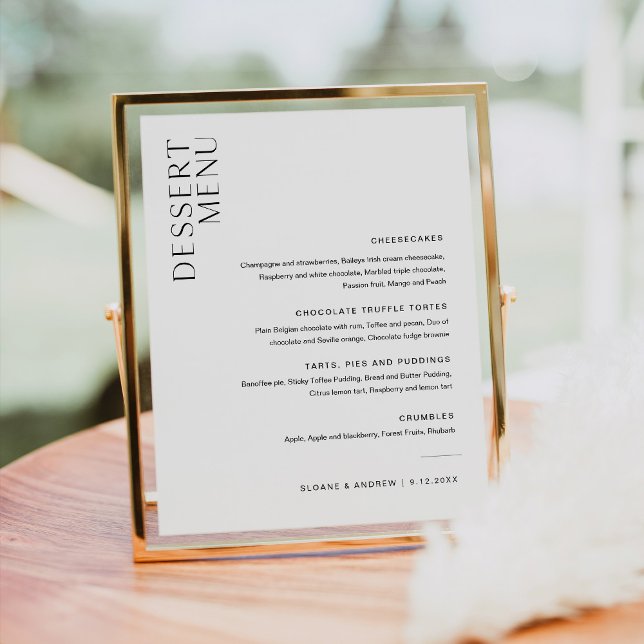 HARLOW Minimalist Modern Wedding Dessert Menu 8x10 Poster (Creator Uploaded)