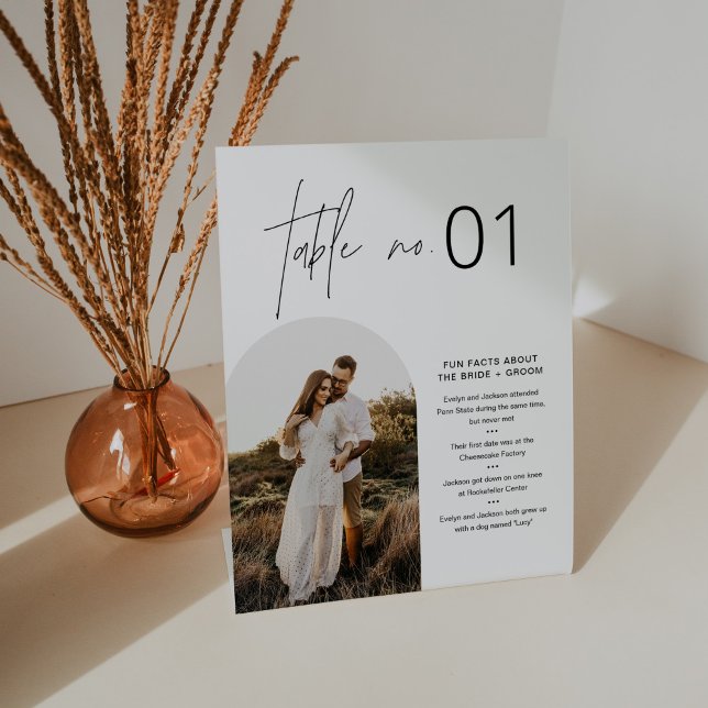 HARLOW Minimalist Table Number with Fun Facts 8x10 Pedestal Sign (Creator Uploaded)