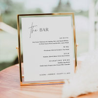HARLOW Minimalist Wedding Bar Menu 8x10