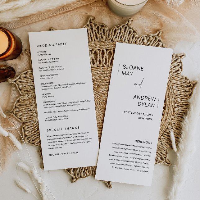 HARLOW Minimalist Wedding Program 4x9 (Creator Uploaded)