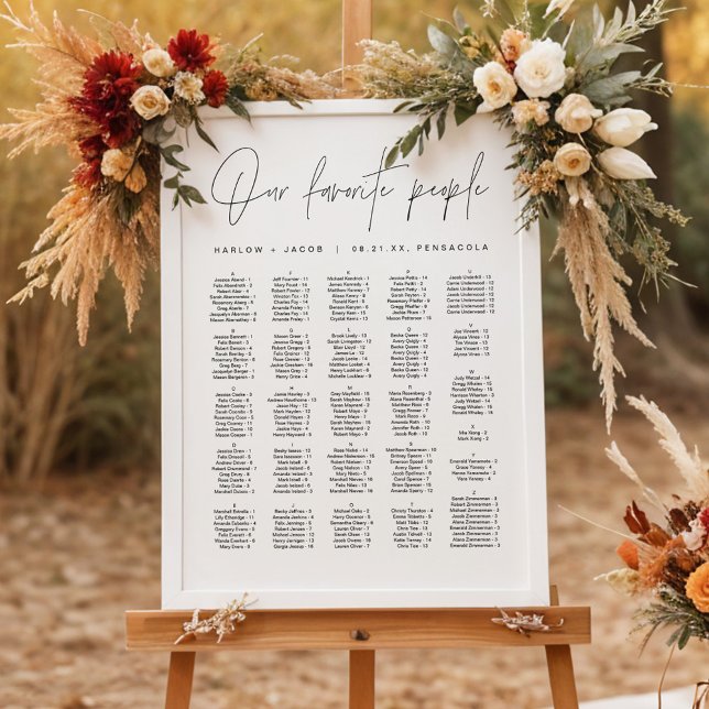 HARLOW Modern Minimalist Alphabetical Seating  Poster (Creator Uploaded)