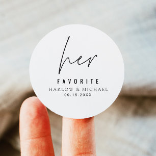 HARLOW Modern Minimalist Wedding Her Favourite Classic Round Sticker