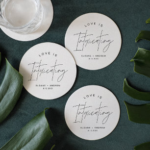 HARLOW Modern Wedding Love is Intoxicating Round Paper Coaster
