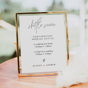 HARLOW Modern Wedding Shuttle Service Sign