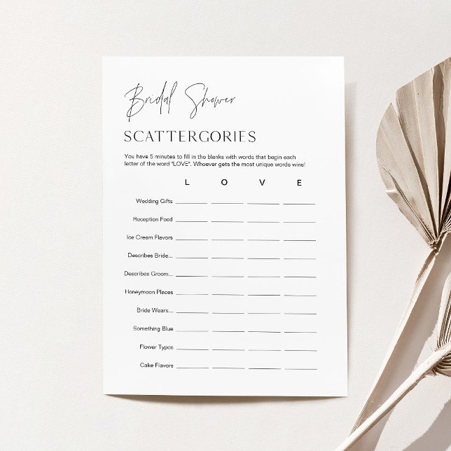HARLOW Scattergories Bridal Shower Game Card (Creator Uploaded)