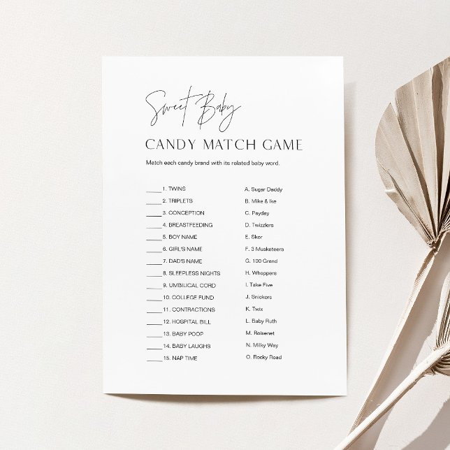 HARLOW Sweet Baby Shower Candy Match Game Card (Creator Uploaded)