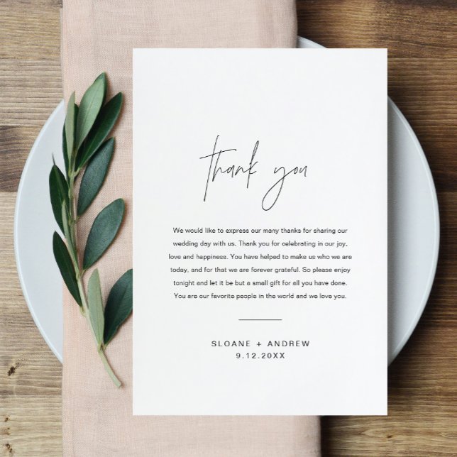 HARLOW Wedding Thank you Letter Napkin Note Card (Creator Uploaded)