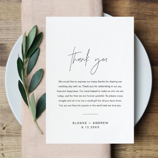 HARLOW Wedding Thank you Letter Napkin Note Card (Creator Uploaded)