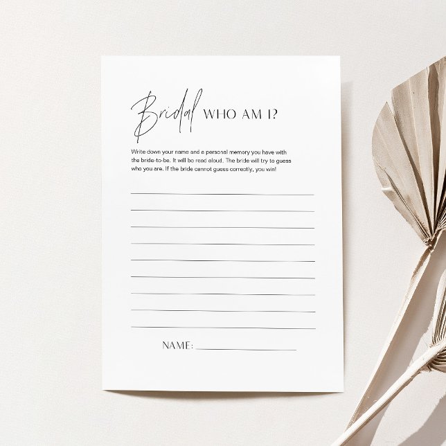 HARLOW Who Am I Bridal Shower Game Card (Creator Uploaded)