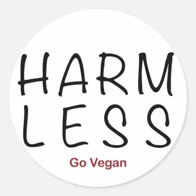 Harm Less - Go Vegan Classic Round Sticker (Front)