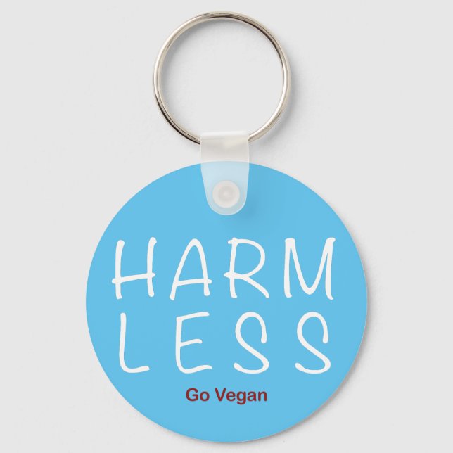 Harm Less - Go Vegan (Light Version) Key Ring (Front)