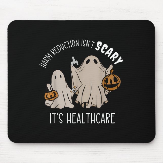 Harm Reduction Isnt Scary Overdose Awareness Ghost Mouse Pad (Front)