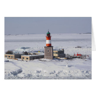 Harmaja Lighthouse In Ice Helsinki Finland Card