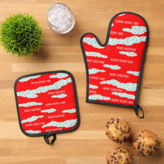 Harmattan Christmas Fog Oven Mitt and Pot Holders Oven Mitt & Pot Holder Set