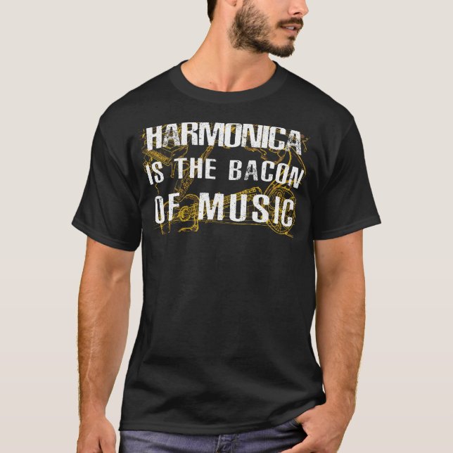 Harmonic Sizzle: Harmonica - The Musical Bacon! Hi T-Shirt (Front)