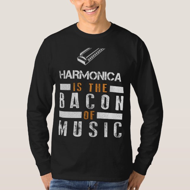 Harmonic Sizzle: Harmonica - The Musical Bacon! Hi T-Shirt (Front)