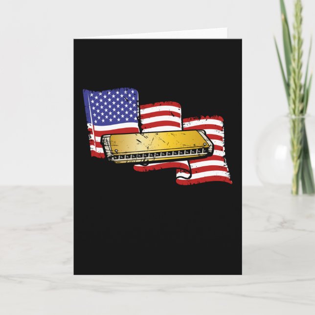 Harmonica America Flag Card (Front)