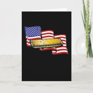 Harmonica America Flag Card