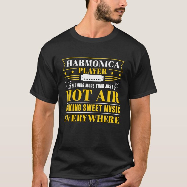Harmonica Blowing More Than Just Hot Air  Mouth Or T-Shirt (Front)