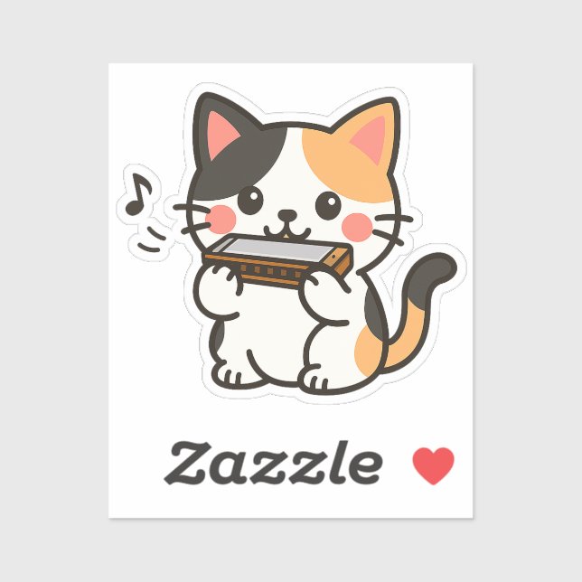 Harmonica Calico Cat Cartoon (Sheet)