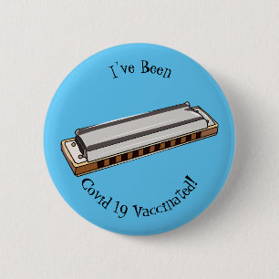 Harmonica cartoon illustration 6 cm round badge