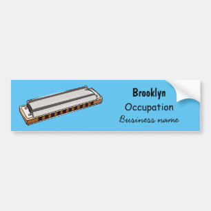 Harmonica cartoon illustration bumper sticker
