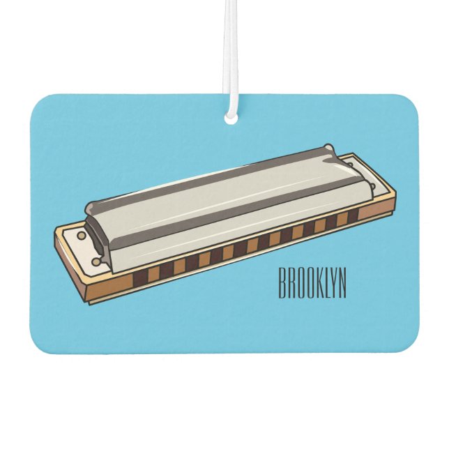 Harmonica cartoon illustration car air freshener (Front)
