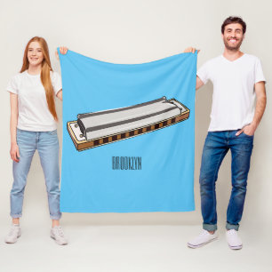 Harmonica cartoon illustration fleece blanket