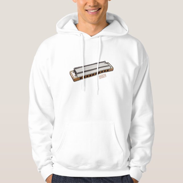 Harmonica cartoon illustration hoodie (Front)