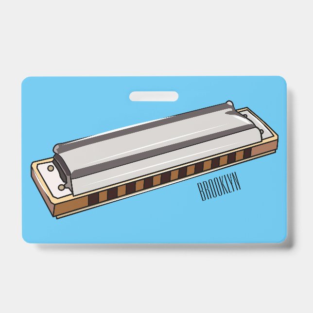Harmonica cartoon illustration ID badge (Front)