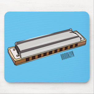 Harmonica cartoon illustration mouse pad