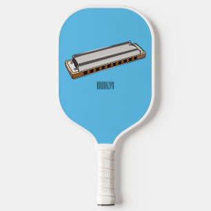 Harmonica cartoon illustration pickleball paddle