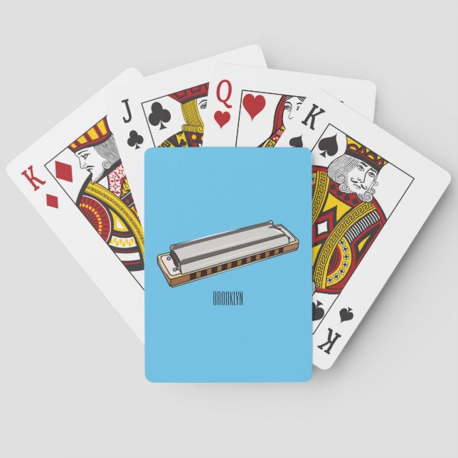 Harmonica cartoon illustration playing cards (Back)
