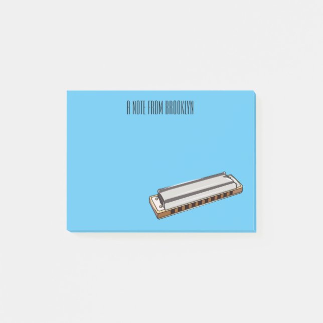 Harmonica cartoon illustration post-it notes (Front)