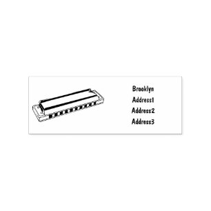 Harmonica cartoon illustration rubber stamp