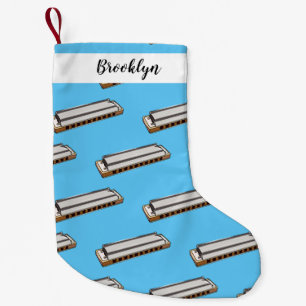 Harmonica cartoon illustration small christmas stocking